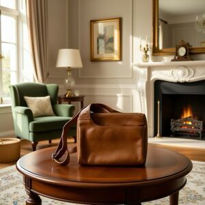 Latico Leathers Vintage Cognac Brown Crossbody Bag Brand - Floral Liner Wallet